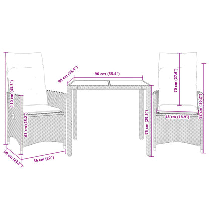 Durable 3 Piece Bistro Set with Living Space Upgrade Essentials 