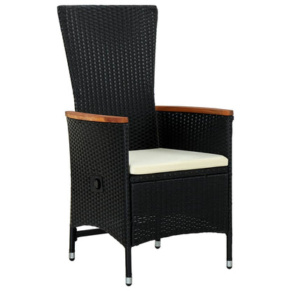11 Piece Garden Dining Set with Cushions Black Poly Rattan - 58×62×108cm