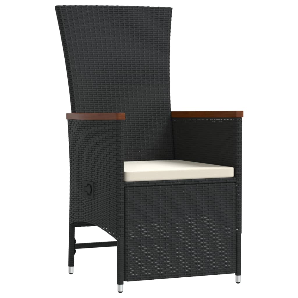 11 Piece Garden Dining Set with Cushions Black Poly Rattan - 58×62×108cm
