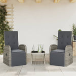 3 Piece Garden Dining Set with Cushions-Grey Poly Rattan