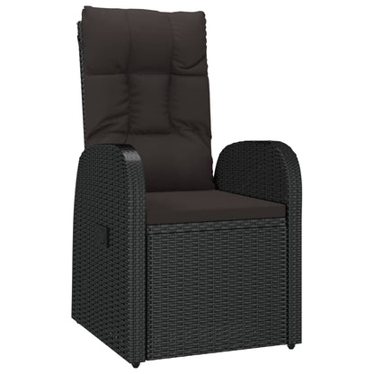 11 Piece Garden Dining Set with Cushions Black Poly Rattan - 57×69×106cm