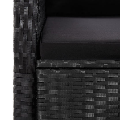 11 Piece Garden Dining Set with Cushions Black Poly Rattan - 57×69×106cm