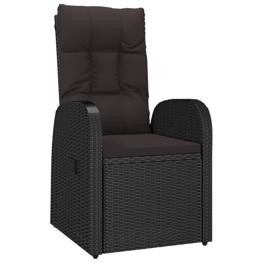 11 Piece Garden Dining Set with Cushions Black Poly Rattan - 57×69×106cm