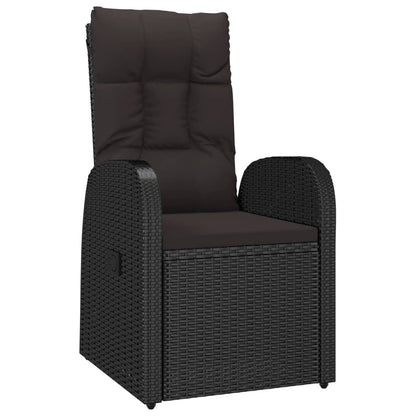11 Piece Garden Dining Set with Cushions Black Poly Rattan - 57×69×106cm