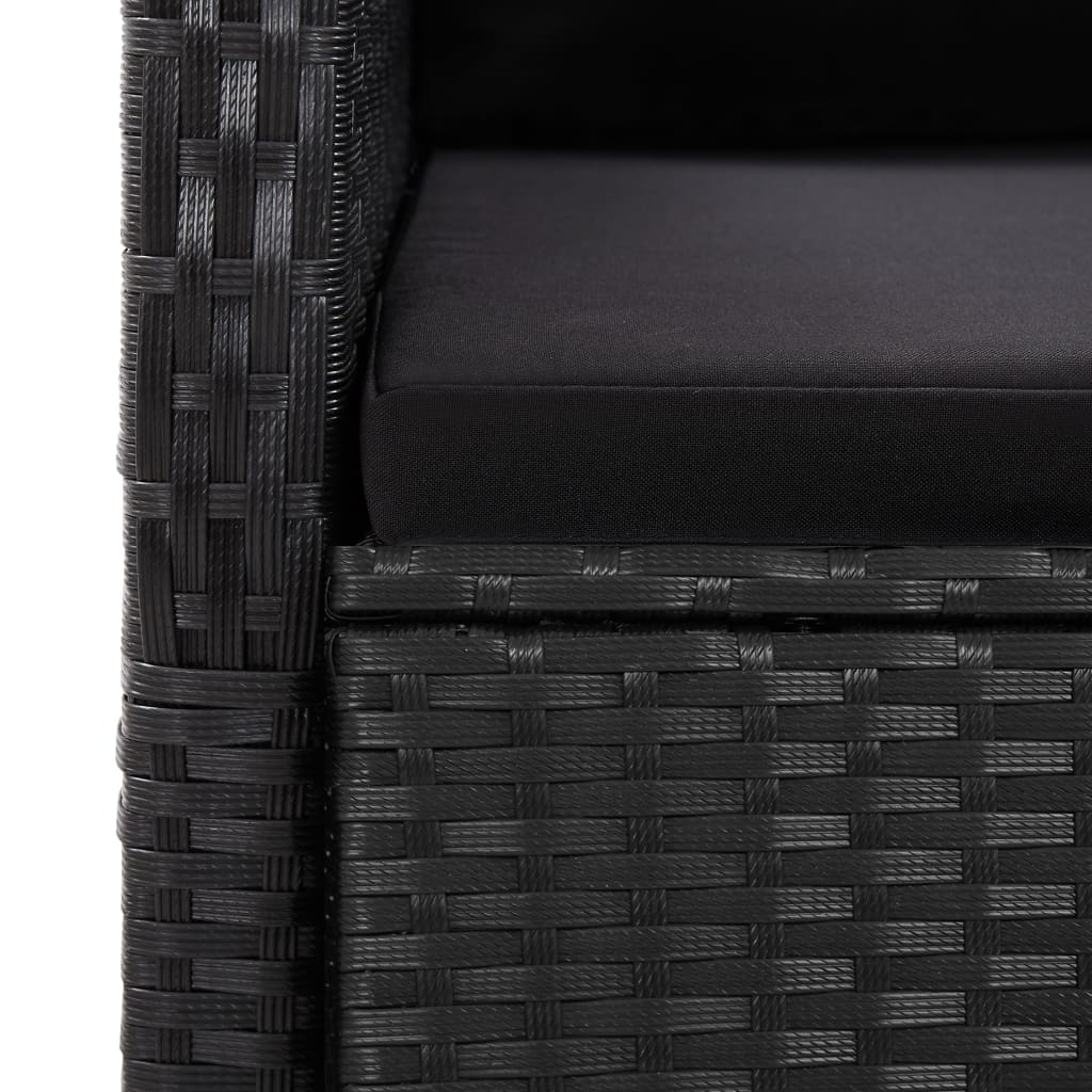 11 Piece Garden Dining Set with Cushions Black Poly Rattan - 57×69×106cm