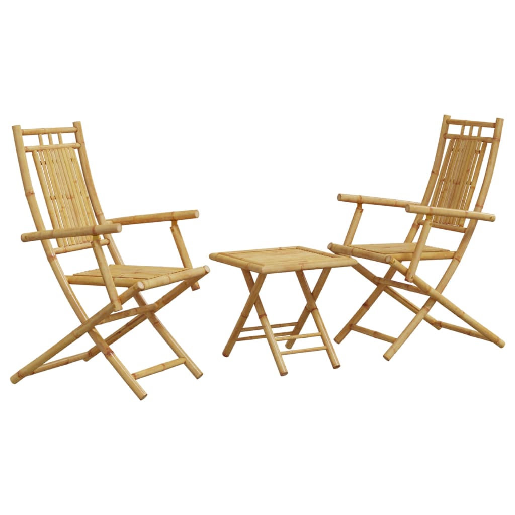 Functional 3 Piece Bistro Set Bamboo Outdoor Retreat Patio Relax 