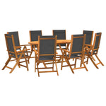 9 Piece Garden Dining Set Solid Wood Acacia and Textilene