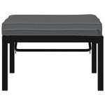 Garden Stool with Cushion Black Aluminium