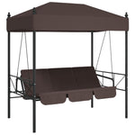 Garden Swing Bench with Canopy Coffee Brown Steel