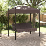 Garden Swing Bench with Canopy Coffee Brown Steel