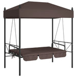 Garden Swing Bench with Canopy Coffee Brown Steel