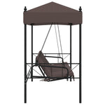 Garden Swing Bench with Canopy Coffee Brown Steel