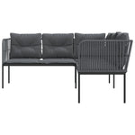 Garden Sofa with Cushions L-shaped Black