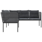 Garden Sofa with Cushions L-shaped Black