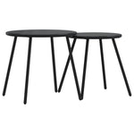 Garden Coffee Tables 2 pcs Round Black Powder-coated Steel