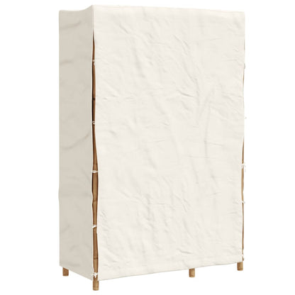 Bamboo Wardrobe Cabinet with Hanging Rail Shelf Freestanding Clothes Storage