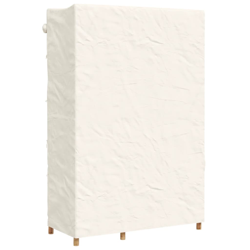 Bamboo Wardrobe Cabinet with Hanging Rail Shelf Freestanding Clothes Storage