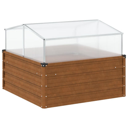 Raised Garden Bed Greenhouse Combo Weathering Steel | HomeAndLiving