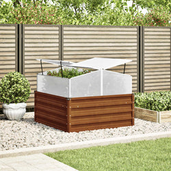 Raised Garden Bed Greenhouse Combo Weathering Steel | HomeAndLiving