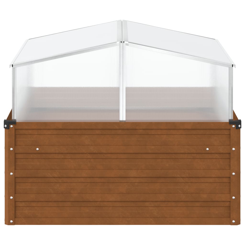 Raised Garden Bed Greenhouse Combo Weathering Steel | HomeAndLiving
