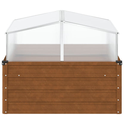 Raised Garden Bed Greenhouse Combo Weathering Steel | HomeAndLiving