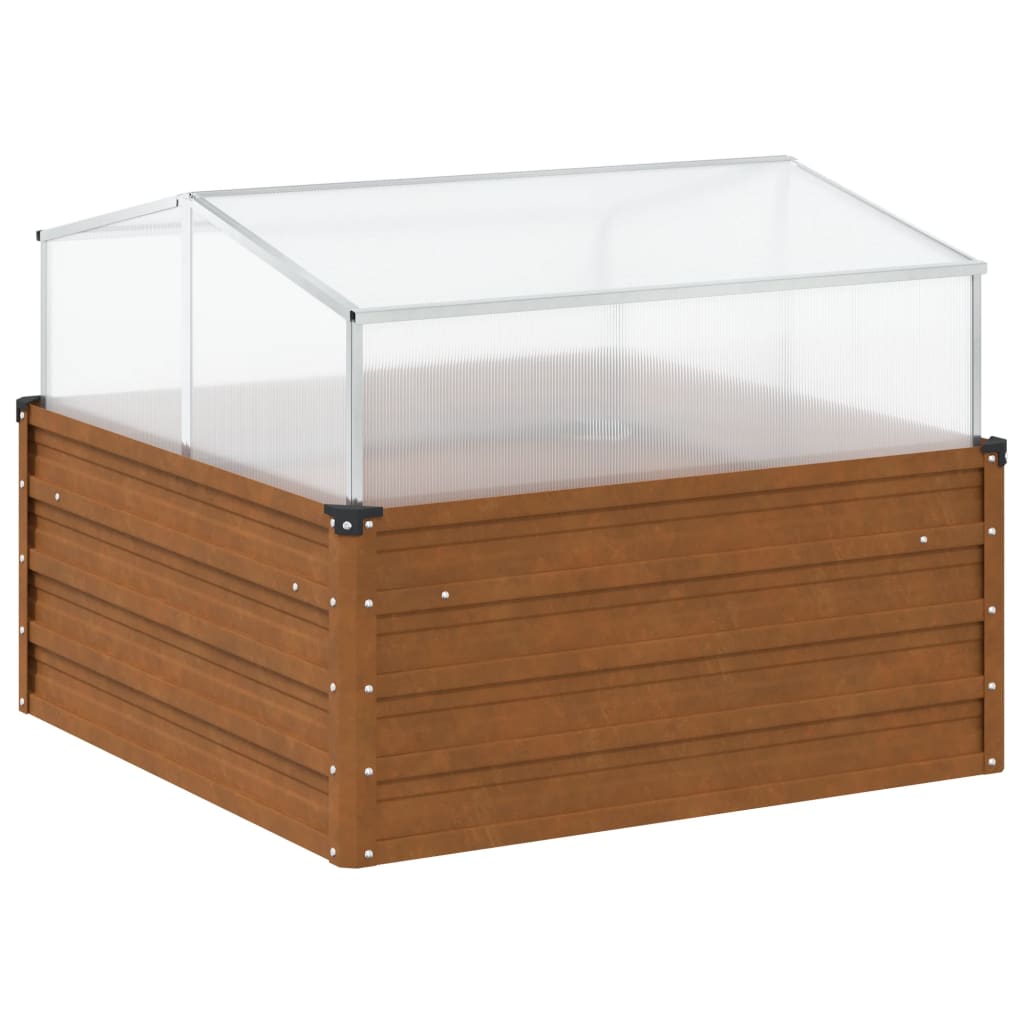Raised Garden Bed Greenhouse Combo Weathering Steel | HomeAndLiving