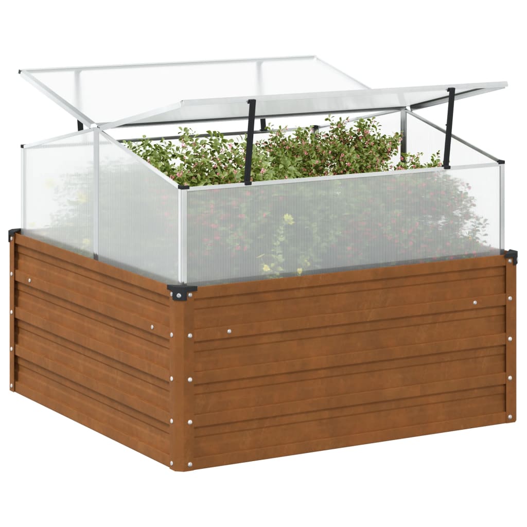 Raised Garden Bed Greenhouse Combo Weathering Steel | HomeAndLiving