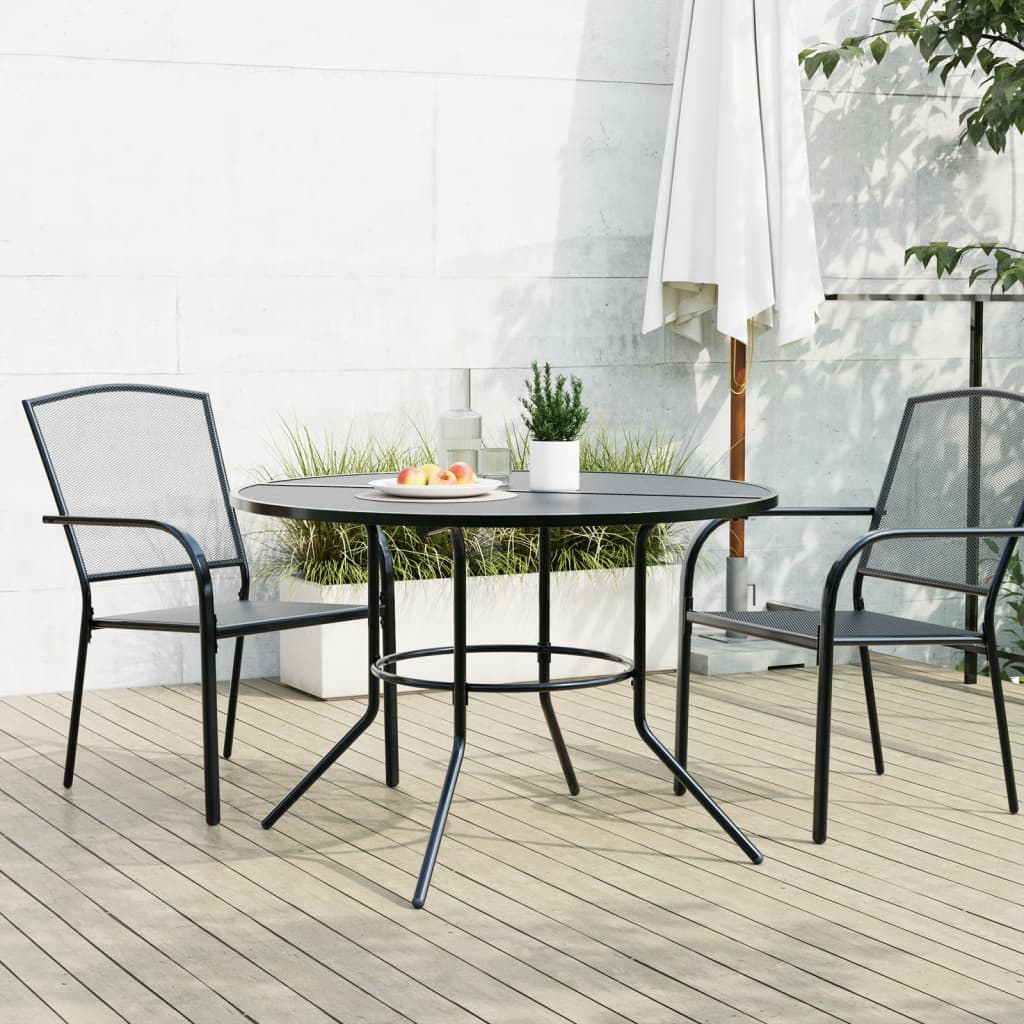 Patio Table Round Anthracite Powder-coated Steel