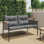 Garden Bench with Cushions 120 cm Black Steel