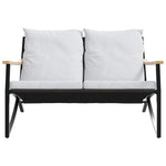 Garden Bench with Cushions 120 cm Black Steel