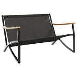 Garden Bench with Cushions 120 cm Black Steel