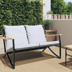 Garden Bench with Cushions 120 cm Black Steel