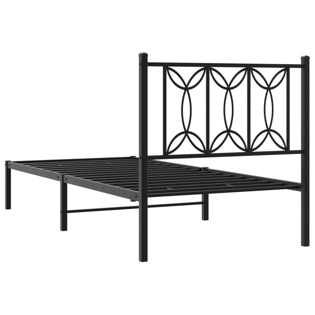 Metal Bed Frame with Headboard Black\White