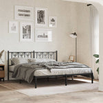 Stylish Metal Bed Frame with Headboard Black King Size