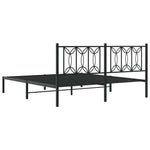 Stylish Metal Bed Frame with Headboard Black King Size