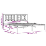 Stylish Metal Bed Frame with Headboard Black King Size