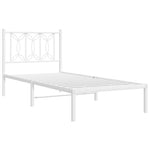 Metal Bed Frame with Headboard - White Single