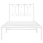Metal Bed Frame with Headboard - White Single