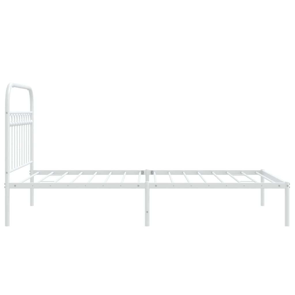 Metal Bed Frame with Headboard, King Single White\Black