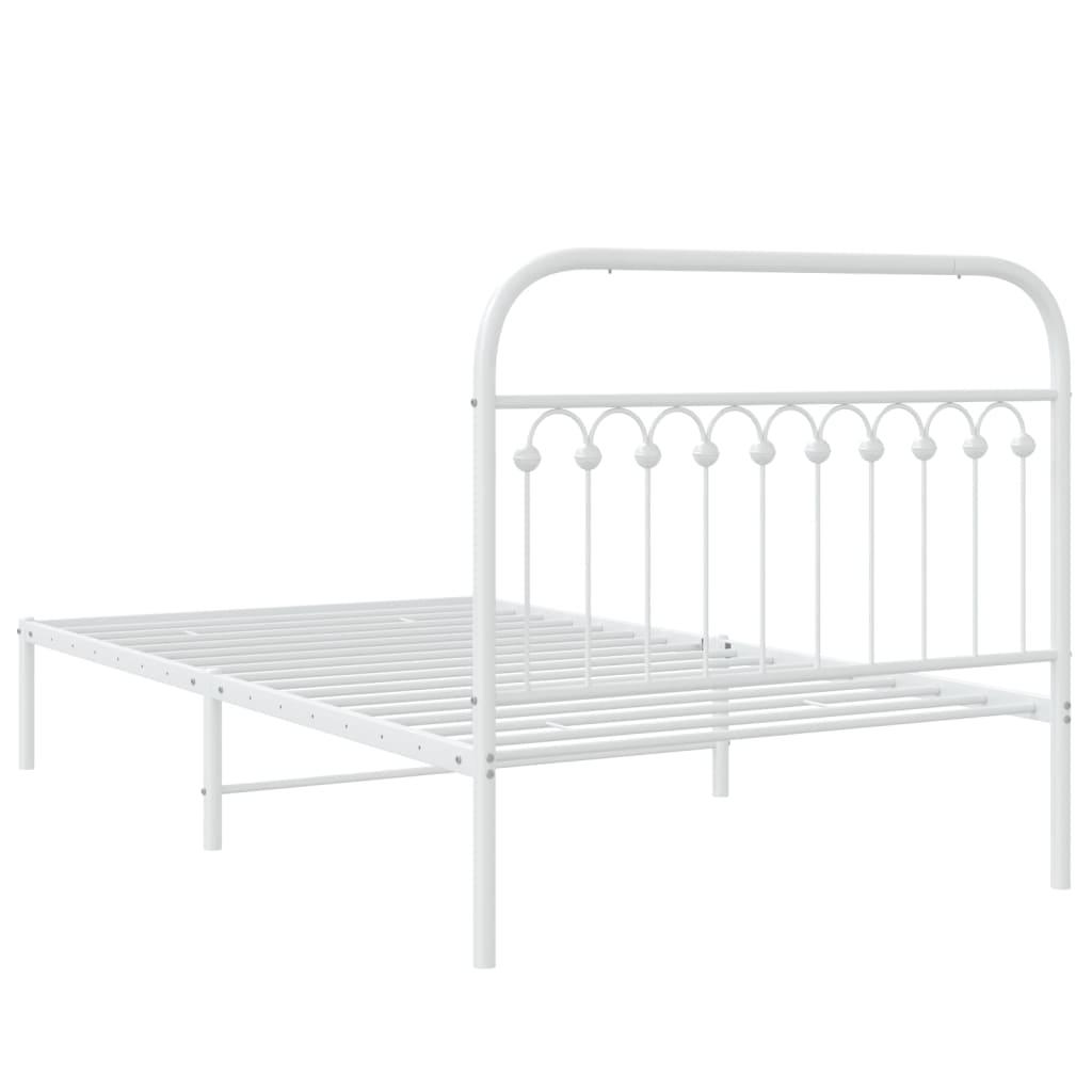 Metal Bed Frame with Headboard, King Single White\Black