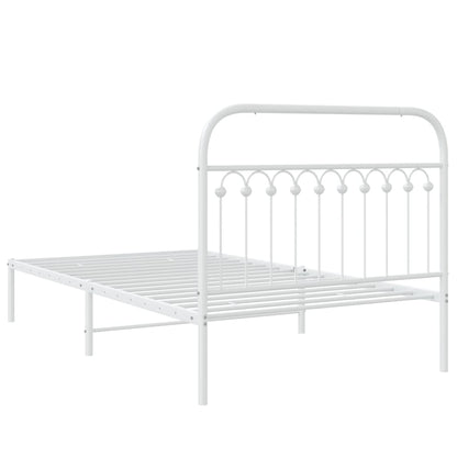 Metal Bed Frame with Headboard, King Single White\Black