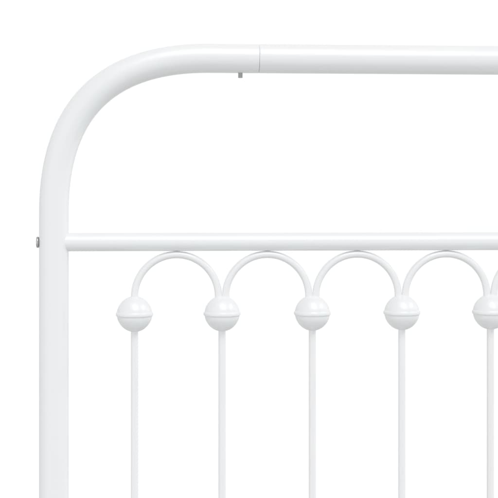 Metal Bed Frame with Headboard, King Single White\Black
