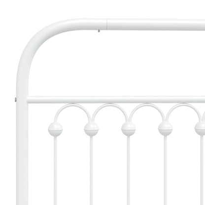 Metal Bed Frame with Headboard, King Single White\Black