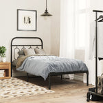 Metal Bed Frame with Headboard Black Single Size