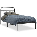 Metal Bed Frame with Headboard Black Single Size