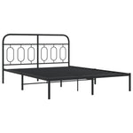 Stylish Metal Bed Frame with Headboard Black Queen Size