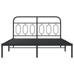 Stylish Metal Bed Frame with Headboard Black Queen Size