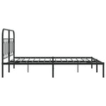 Stylish Metal Bed Frame with Headboard Black Queen Size