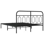 Stylish Metal Bed Frame with Headboard Black Queen Size