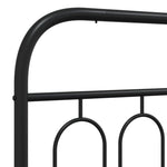 Stylish Metal Bed Frame with Headboard Black Queen Size